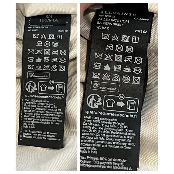 AllSaints Belfern Leather Biker Jacket Size US/4 - Picture 7 of 9